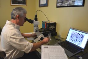 Dr Carney At The Metal Microscope