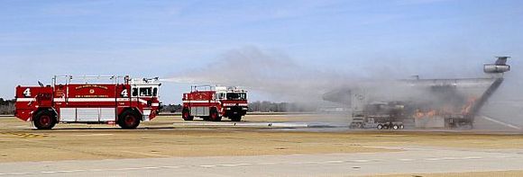 Fire Trucks Spraying Aircraft Accident